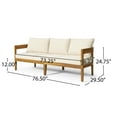 thumbnail image 3 of Christopher Knight Home Brooklyn Outdoor Acacia Wood 3-Seater Sofa with Water-Resistant Cushions by, 3 of 5