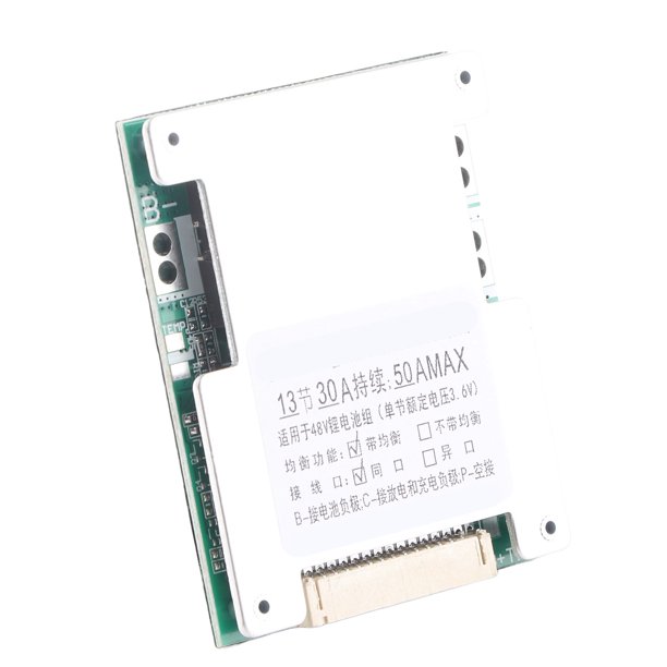 13S 30A 48V BMS Board With Balance Charging – Thick Aluminum Fins For Heat Dissipation, Overcharge & Short Circuit Protection