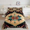 thumbnail image 2 of Feelyou Retro Mandala Aztec Queen Comforter Set for Men, Hippie Western Fashion Bedding Sets, Black Wheat Triangle Reversible Bedding Comforter Set, Super Cozy Room Decor, 3pcs, 2 of 8
