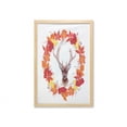 thumbnail image 1 of Fall Wall Art with Frame, Reindeer Head in Rounded Floral Wreath Frame Made with Aesthetic Fall Leaves Print, Printed Fabric Poster for Bathroom Living Room, 23" x 35", Brown Orange, by Ambesonne, 1 of 2