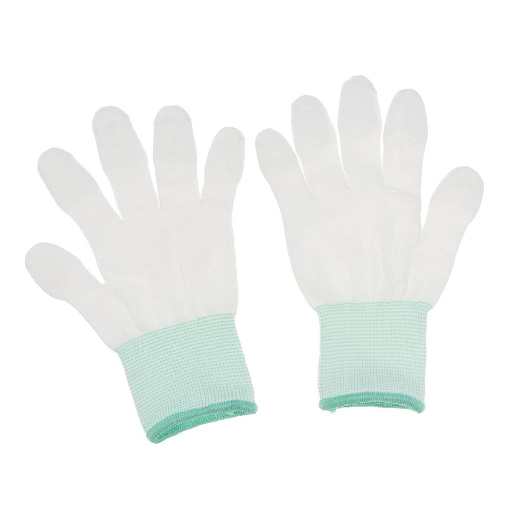 White Nylon Knitted PU Coated Inspection Work Gloves Jewelry Coin Elastic 
