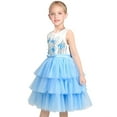 thumbnail image 4 of Girls Dress Blue Butterfly Sequin Multilayer Belt Ruffle Sleeveless Tulle 7 Years, 4 of 7