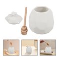 thumbnail image 1 of DEEPCRAFF 1Set White Ceramic Honey Dispenser with Wooden Dipper Practical Honey Storage Container, 1 of 7