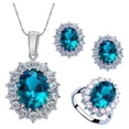 thumbnail image 4 of Conjunto de joyas HUOGUO, anillos y pendientes de cristal para mujer, 4 of 4