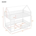 thumbnail image 4 of Bellemave Metal House Bunk Bed with Fence Guardrails and Ladder Twin over Twin Low Bunk Bed Frame Twin Floor Bunk Bed with Ladder(White), 4 of 10