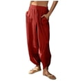 thumbnail image 2 of Sweatpants for Womens High Waist Plus Size Casual Solid Color Baggy Wide-Leg Pants Casual Elastic-Waistband Pocket Pants 50% off Clearance!, 2 of 9
