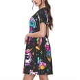 thumbnail image 2 of Easygdp Cat Icecream para Vestido Transpirable de Mujer, Vestido Suelto de Manga Corta con Pliegues y Bolsillos para el Verano, 2 of 6