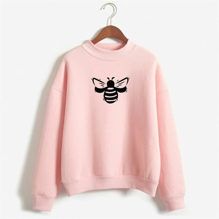 

Aueoeo Cute Sweatshirts for Women Warm Hoodies for Women Women Fashion Casual Print Round Neck Loose Long Sleeve Short Tops Blouse Hoodless Sweatshirts