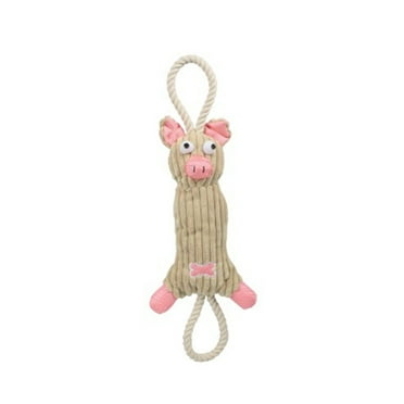 Pet Life ® 'Plush Cow' Natural Jute Rope and Squeak Tugging Plush Dog Toy