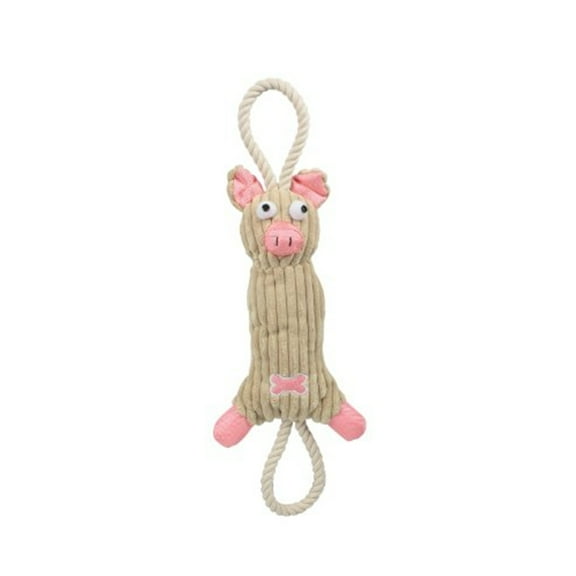 Pet Life ® 'Plush Cow' Natural Jute Rope and Squeak Tugging Plush Dog Toy