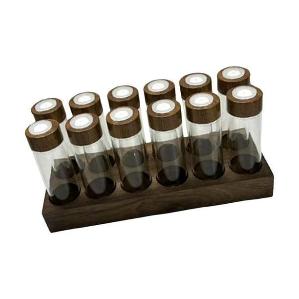 Tubos de ensayo de vidrio, frascos para almacenar granos de café con rejilla, dosificadores para almacenar granos de café. tubo de válvulas