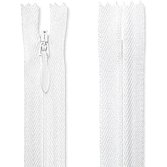 #2 24 Inch White Invisible Zipper – Non-Separating Nylon Zipper for Sewing, Crafts, Dresses & Home Décor