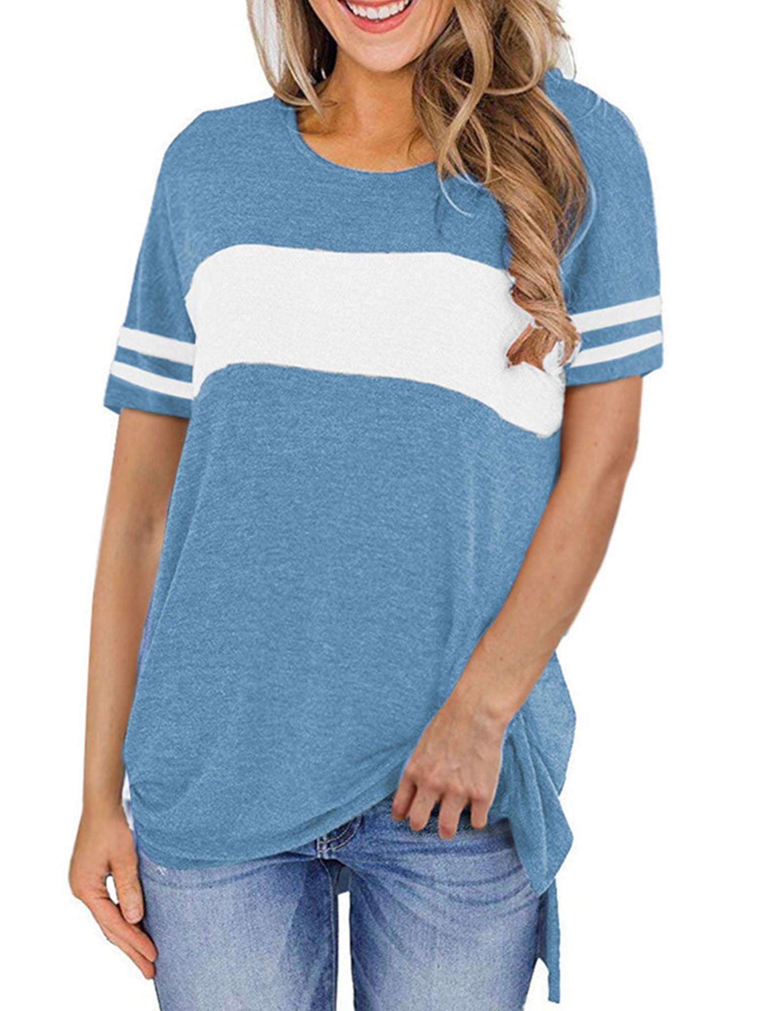 Julycc - Julycc Plus Size Womens Striped Short Sleeve Summer Tops Loose Blouse T Shirt - Walmart 