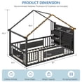 thumbnail image 3 of Floor Bed Twin Size House Shaped Floor Bed with Globe String Lights, Storage Bookshelf, Twin Metal Bed Frame with Door and Safety Guardrail and Side Pockets, Montessori Floor Bed for Bedroom, Black, 3 of 10