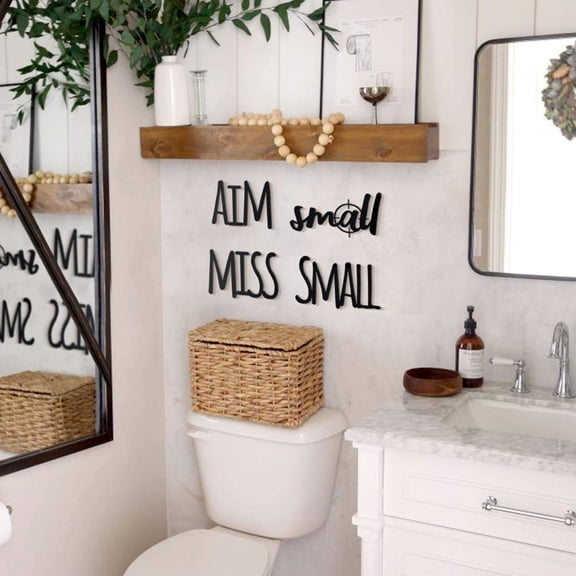 SUSSEXHOME Aim Small Miss Small Metal Wall Art, Bathroom Sign, Metal Decoration, Home Office Toilet Decor