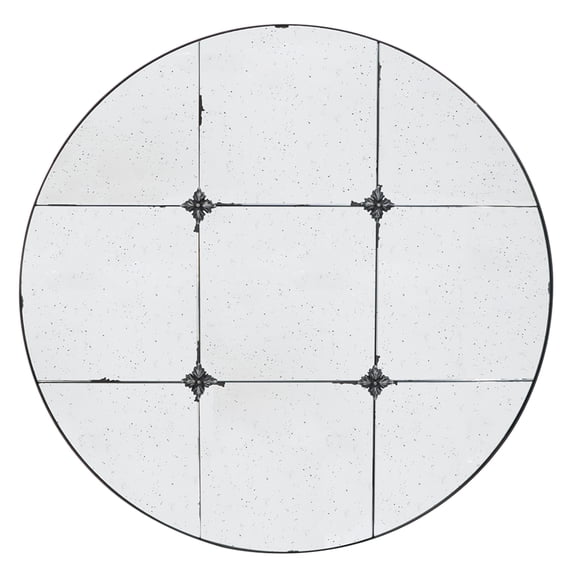 A&B Home Round Antique Glass Wall Mirror - 36" x 36" - Black
