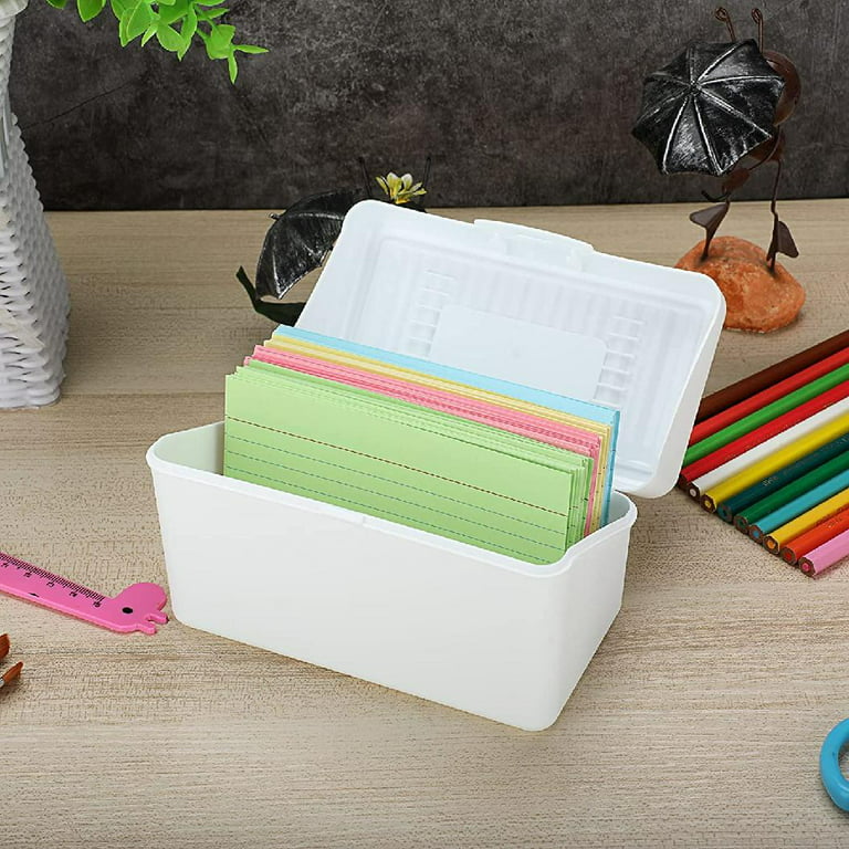 Index Card Holder Notecard Box Recipe Card Box Plastic Storage Organizer  for Filling Index Cards , Note cards , Flashcards, Recipes and