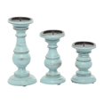thumbnail image 4 of Portavelas Deco 79 de Madera de Mango Azul Claro Desgastado Juego de 3, 4 of 9