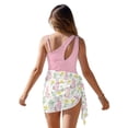 thumbnail image 3 of SEANATIVE Girls One-Piece Bathing Suit with Mesh Wrap Skirt Swimsuit Back Cutout Design Swimwear Trendy Swimsuits for Teen Kid Young Girls, Size 13-14, Cartoon Rabbit Flower Pink White, 3 of 7