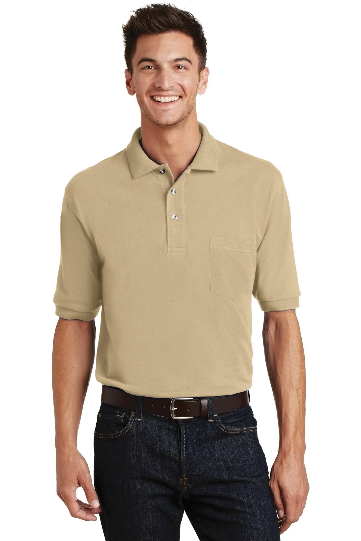Pique Knit Polo with Pocket - Walmart.com
