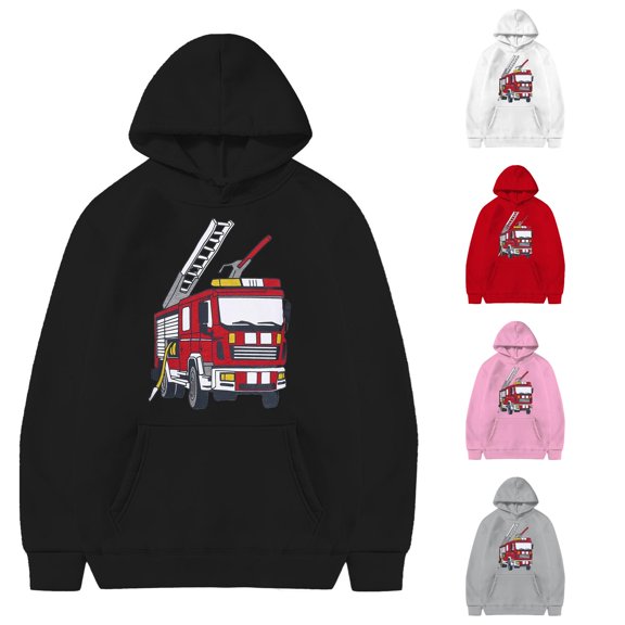 VOUZZA Hoodies Graphic Print Long Sleeve Lined Pullover Sweatshirt with Pocket, Casual Hooded Sweater Top for Boys and Girls