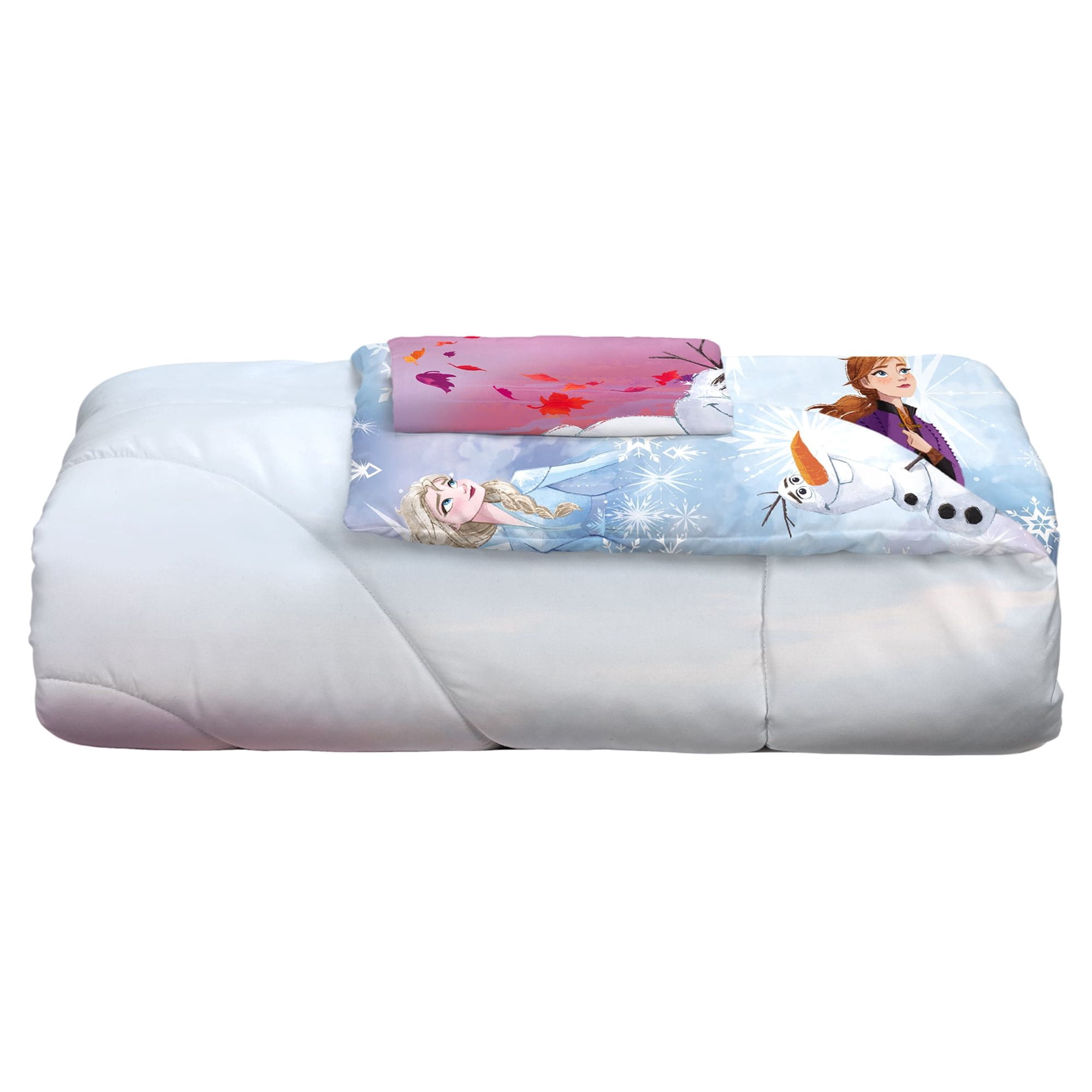 Disney Frozen 2 Kids Comforter and Sham, 2-Piece Set, Twin/Full, Reversible, Pink, Purple