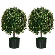HOMCOM Artificial Tree Boxwood Topiary 2 Pack with Fruit, 20.75", Orange