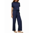 thumbnail image 2 of Women'S Two-Piece Casual Suit Travel Sportswear Short-Sleeved Wide-Leg Casual Sports Suit Blue Suit XL, 2 of 7