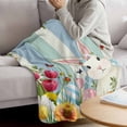 thumbnail image 3 of Easter Bunny Blanket Soft Cozy Warm Throw Blanket for Couch, Plush Fuzzy Flannel Fleece Blankets for Sofa, Spring Watercolor Eggs Flower Wood Grain Bed Blankets Lightweight Gifts for Women, 32"x48", 3 of 9