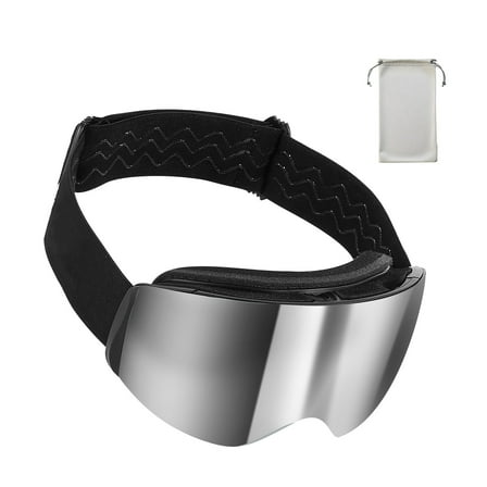 KFFKFF Frameless Ski Goggles with Spherical Lens, Silver Mirror Revo Coating, OTG Anti-Fog Design for Men and Women, Durable TPU Frame and Ventilation System, Ideal for Skiing, Skating