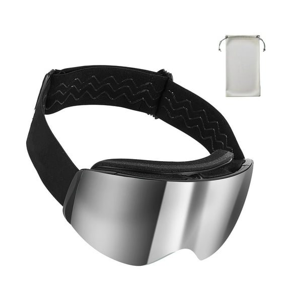 KFFKFF Frameless Ski Goggles with Spherical Lens, Silver Mirror Revo Coating, OTG Anti-Fog Design for Men and Women, Durable TPU Frame and Ventilation System, Ideal for Skiing, Skating