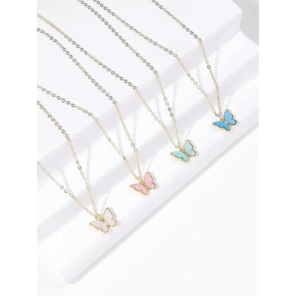 QQTDFG 4pcs Butterfly Charm Necklace Dainty Necklace Novelty Necklace Creative Necklace-default