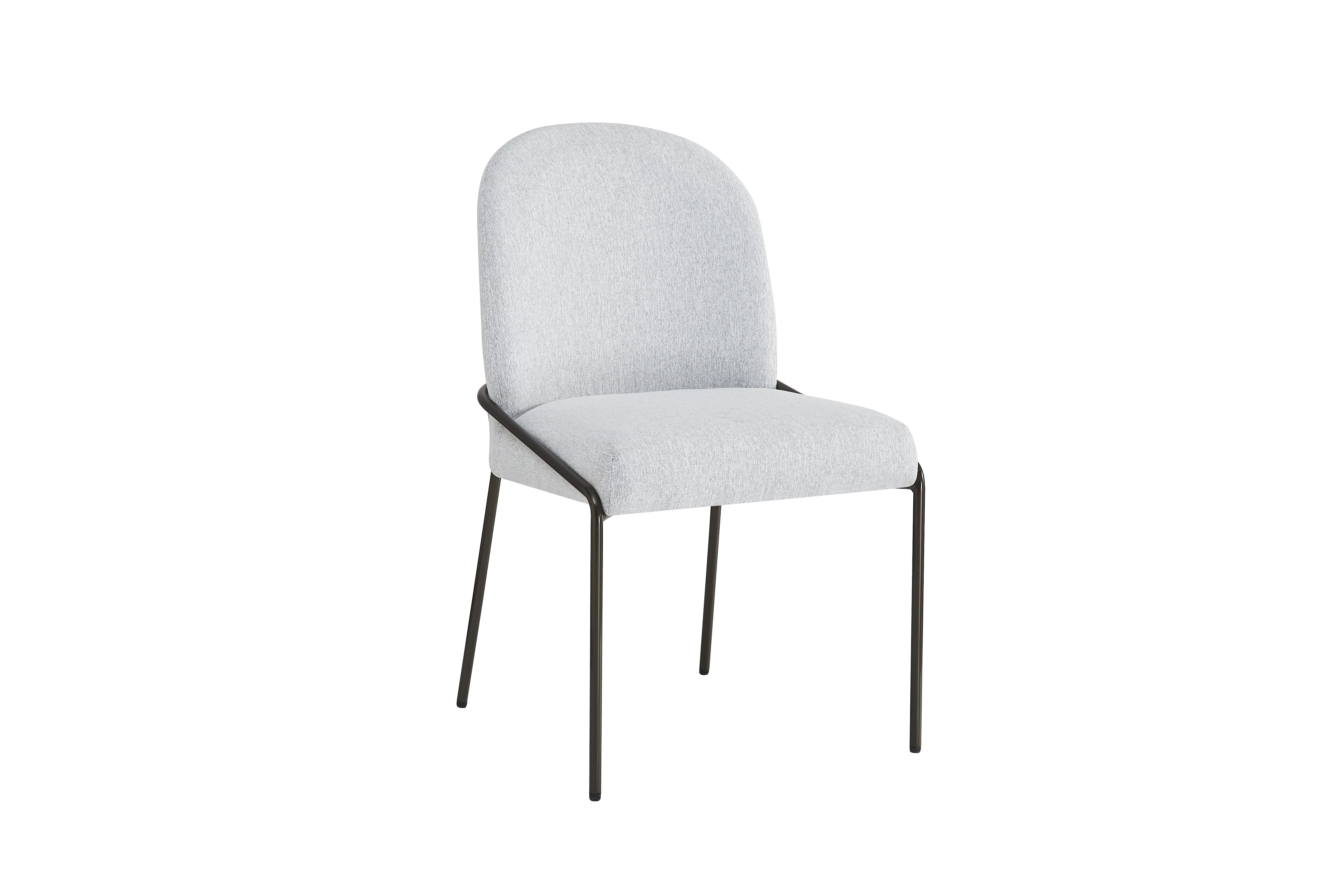 Euroco Upholstered Dining Chairs Set of 2, Mid Century Modern Kitchen Chairs with Cushion Seat and Iron Frame, Side Chairs for Home Office, Living Room, Dining Room,Light Grey