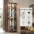 thumbnail image 6 of CKEASEAN Curio Cabinet with Light Bulb, 70"H Corner Glass Display Case with Tempered Glass Door and Adjustable Shelves, 6 of 9