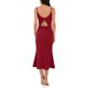 thumbnail image 3 of INSPIRAR CHIC WOMLAYOUT Vestidos de cuerpo ajustado sin mangas para mujeres, vestido midi de cóctel con tirantes de espagueti y volantes en color rojo vino, 3 of 6