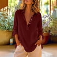 thumbnail image 3 of Lmueinov Womens 100% Cotton Blouses Collared Long Sleeve V-Neck Casual Tops Button Front Loose Fit Solid Trendy Going Out Shirts for Everyday Wear, 3 of 4