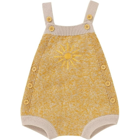 

YOUI-GIFTS Summer Baby Girl Bodysuit Jumpsuit Sun Embroidered Knitted Strap Outfits
