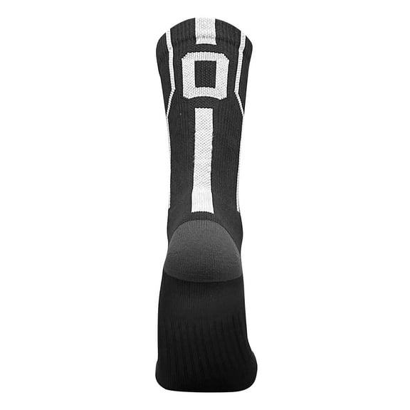 Mk Socks Player ID Jersey Number SINGLE Crew Sock - Black, White