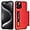 Red, variant on for iPhone 15 Case with Card Holder Heavy Duty Dual Layer Shockproof iPhone 15 Wallet Case Hidden Card Slot Slim Phone Case for iPhone 15 (Pink)