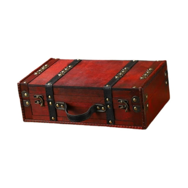 harper Valise Antique Robuste Déco Maison Bagage Valise pour Mariage Voyage Filles Rouge