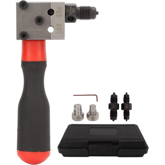 Flaring Tool Kit, 3/16 In 1/4 In Manual Tubing Flaring Tool Set, Universal Single Double Automotive Brake Line Tool Kit for Copper Pipe Flaring