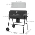 thumbnail image 3 of Outsunny Barrel Charcoal BBQ Smoker, Wheeled Barbecue, Black, 3 of 10