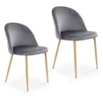 thumbnail image 1 of Sillas de Comedor de Terciopelo con Patas de Acero Acabado Tipo Madera Estilo Moderno - Sillas de Comedor Tapizadas Minimalista con Relleno Suave Set 2 Piezas Oxford, 1 of 5