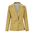 thumbnail image 3 of Vedolay Women's Suit Jackets Women's Casual Long Sleeve Lapel Open Front Button Work Business Jackets with Pockets,Yellow L, 3 of 5