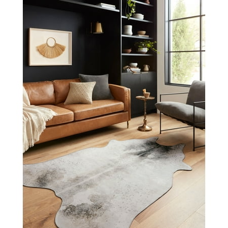 Loloi II Odessa Printed Cowhide Patchwork Silver / Grey Area Rug