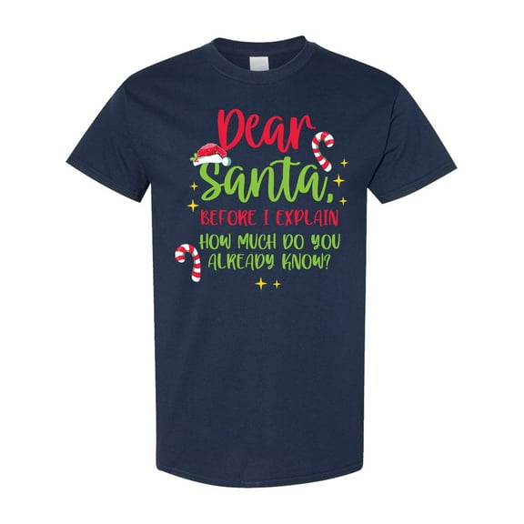 Inktastic Christmas Dear, Santa Before I Explain How Much Do You Know? T-Shirt