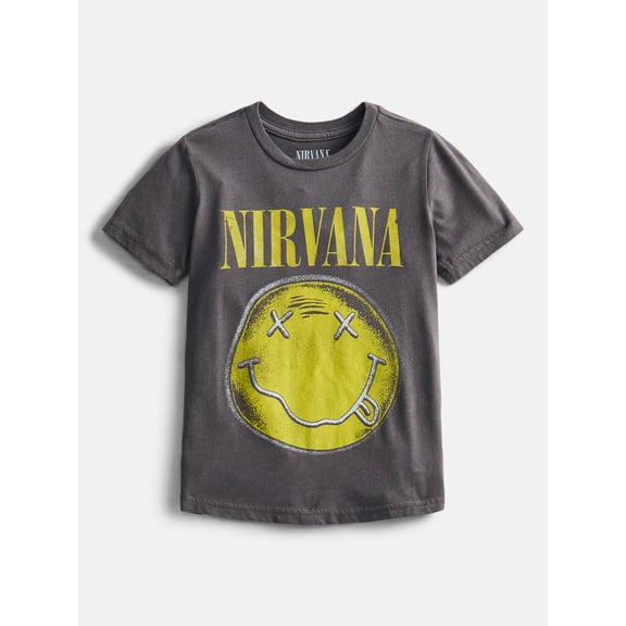 Nirvana Boys' Front Back Graphic Tour Tee with Short Sleeves, Sizes 4-18