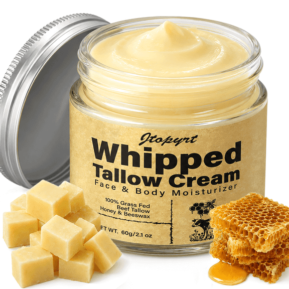 Jtopyrt Beef Tallow for Skin Face Moisturizer with Grass-Fed Beef Tallow Soothing and Hydrating for Sensitive Skin (60g)