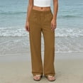 thumbnail image 6 of Miluxas Women's Solid Work Dress Pants Wide Leg High Elastic Waisted formal Business Trousers Long Straight Suit Pants with Pockets Brown, 6 of 8