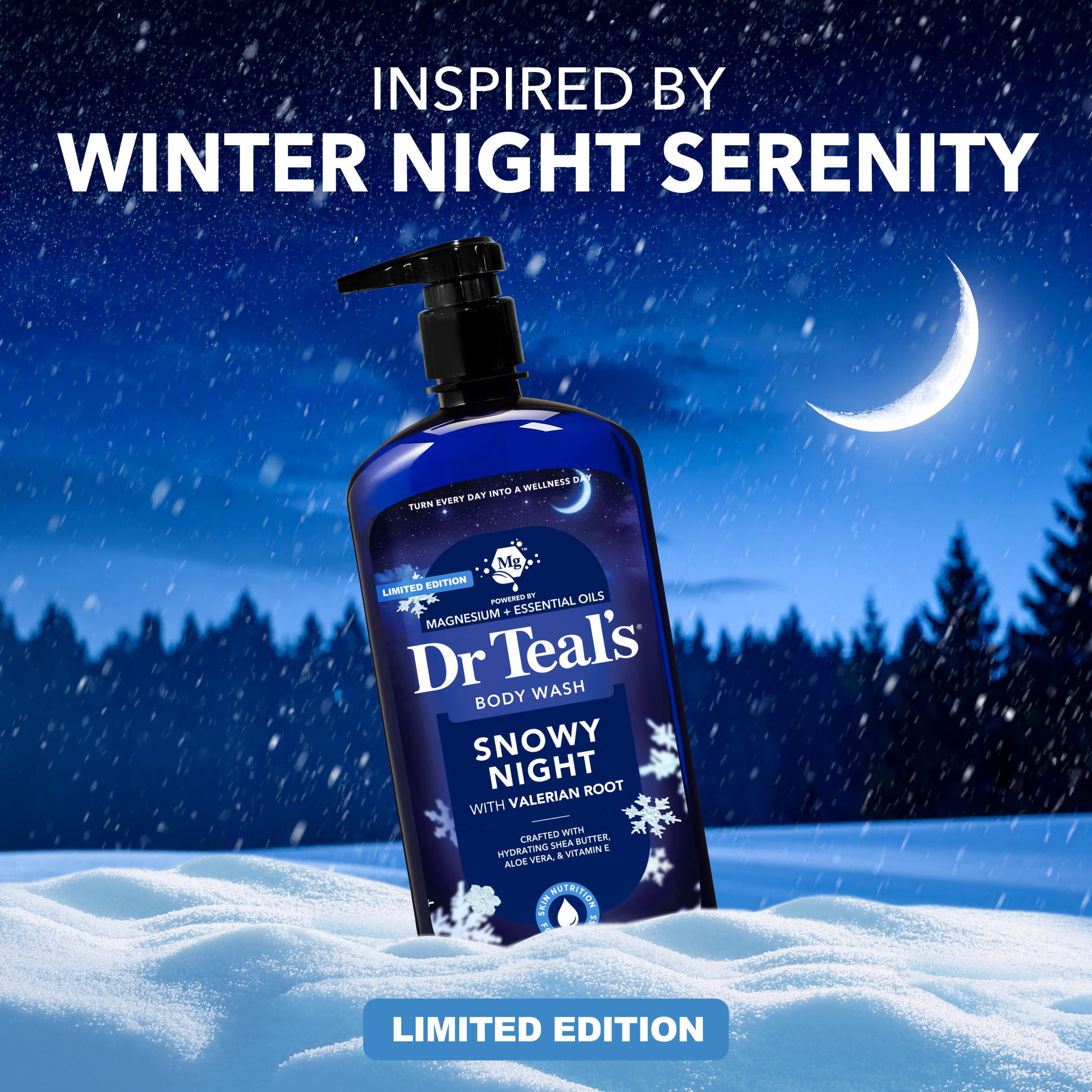 Dr Teal's Snowy Night Body Wash with Pure Epsom Salt, 24 fl oz